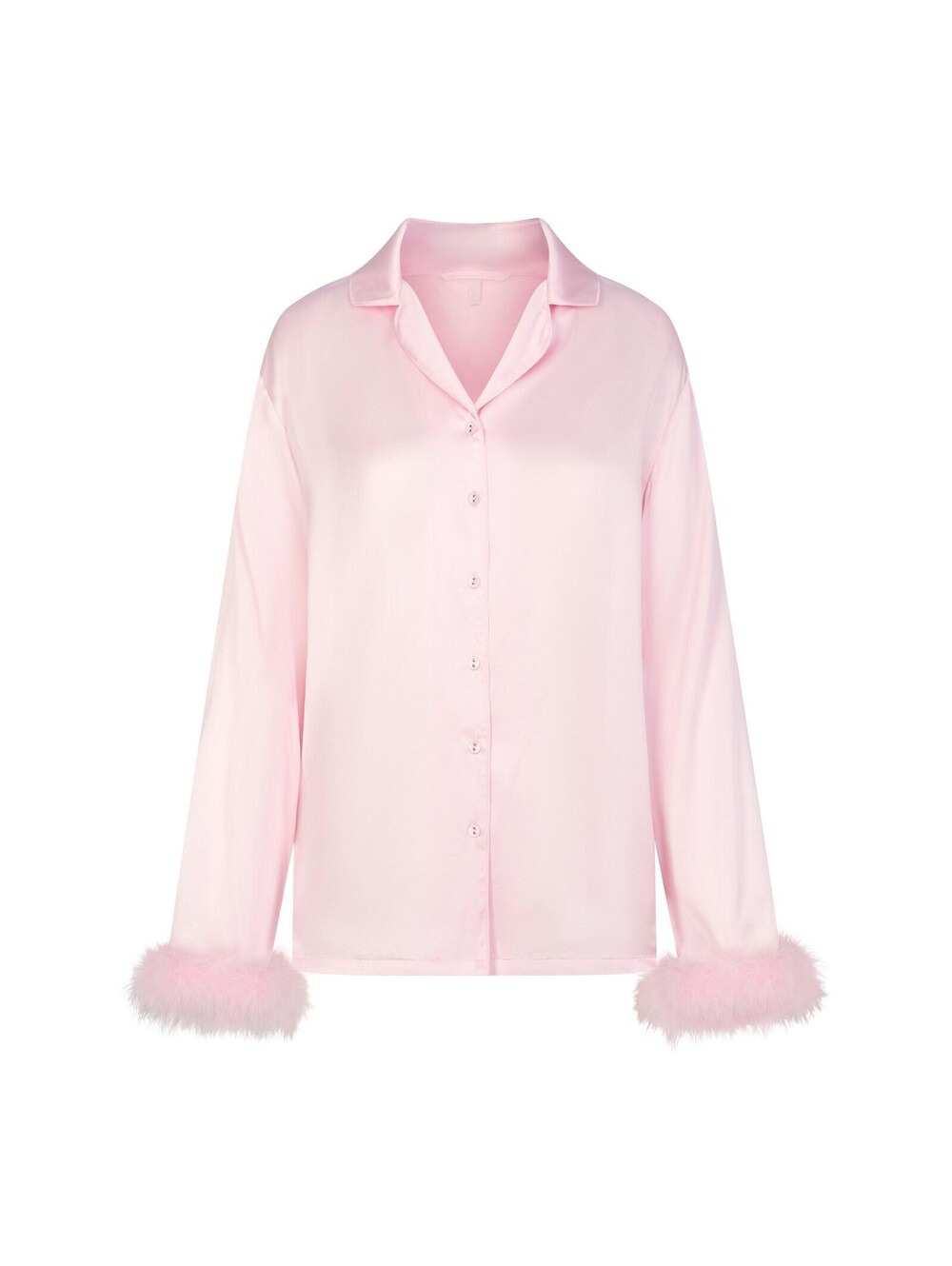 Skims silk Feather Trim Long Sleeve Top